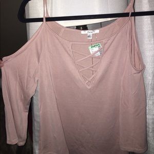 Papaya Nude Pink off the shoulder top